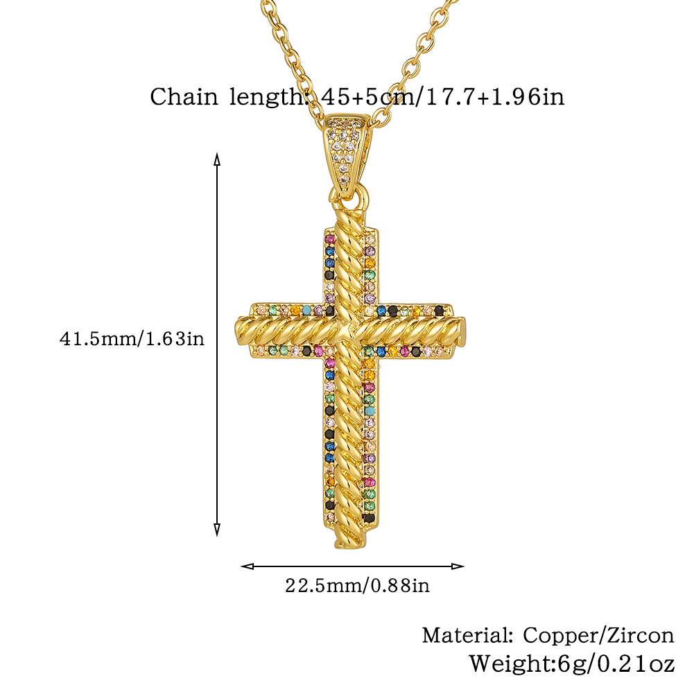Wholesale Simple Style Cross Copper Plating Inlay Zircon Pendant Necklace display picture 6