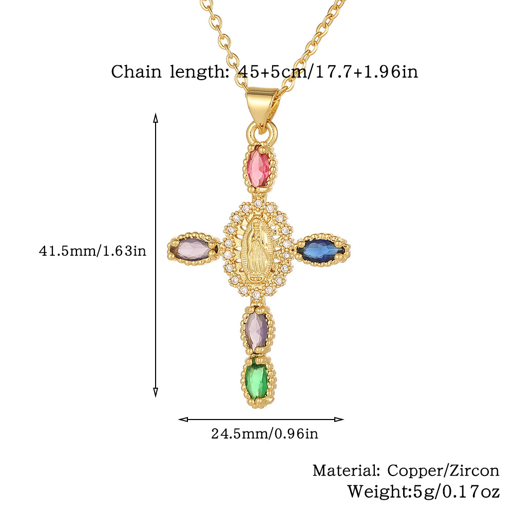 Wholesale Simple Style Cross Copper Plating Inlay Zircon Pendant Necklace display picture 8