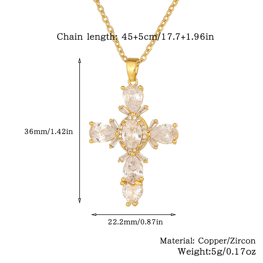 Wholesale Simple Style Cross Copper Plating Inlay Zircon Pendant Necklace display picture 10