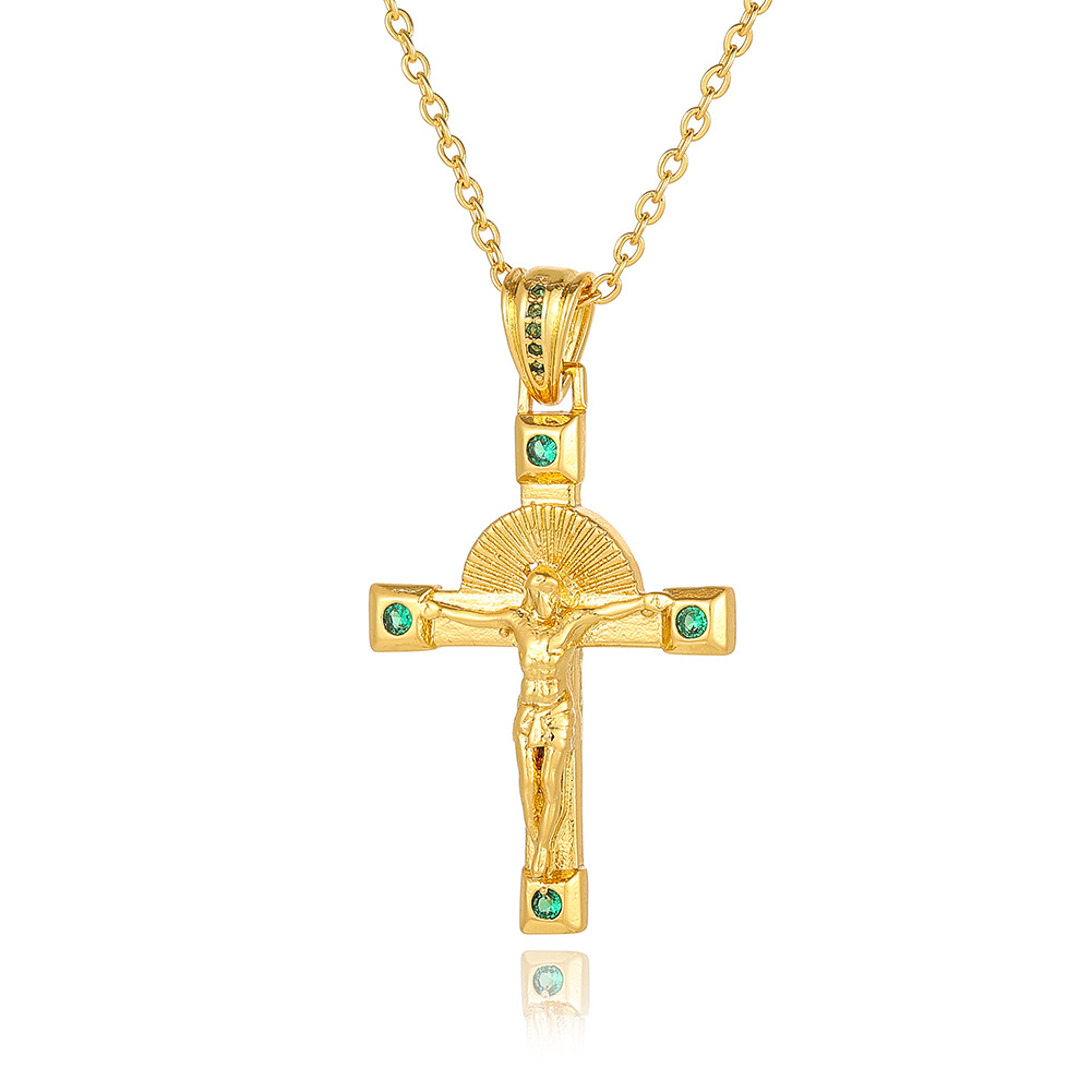 Wholesale Simple Style Cross Copper Plating Inlay Zircon Pendant Necklace display picture 11