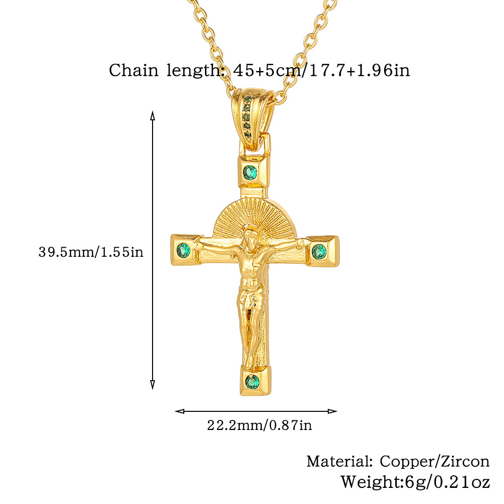 Wholesale Simple Style Cross Copper Plating Inlay Zircon Pendant Necklace display picture 12