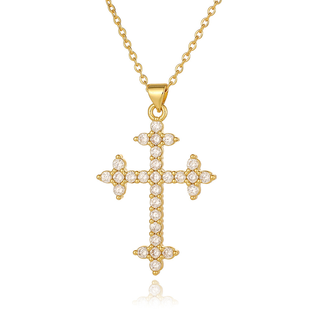 Wholesale Simple Style Cross Copper Plating Inlay Zircon Pendant Necklace display picture 15