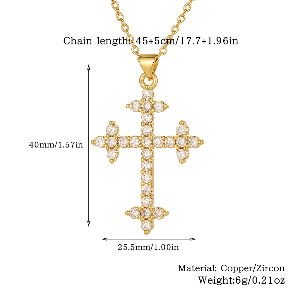 Wholesale Simple Style Cross Copper Plating Inlay Zircon Pendant Necklace display picture 16