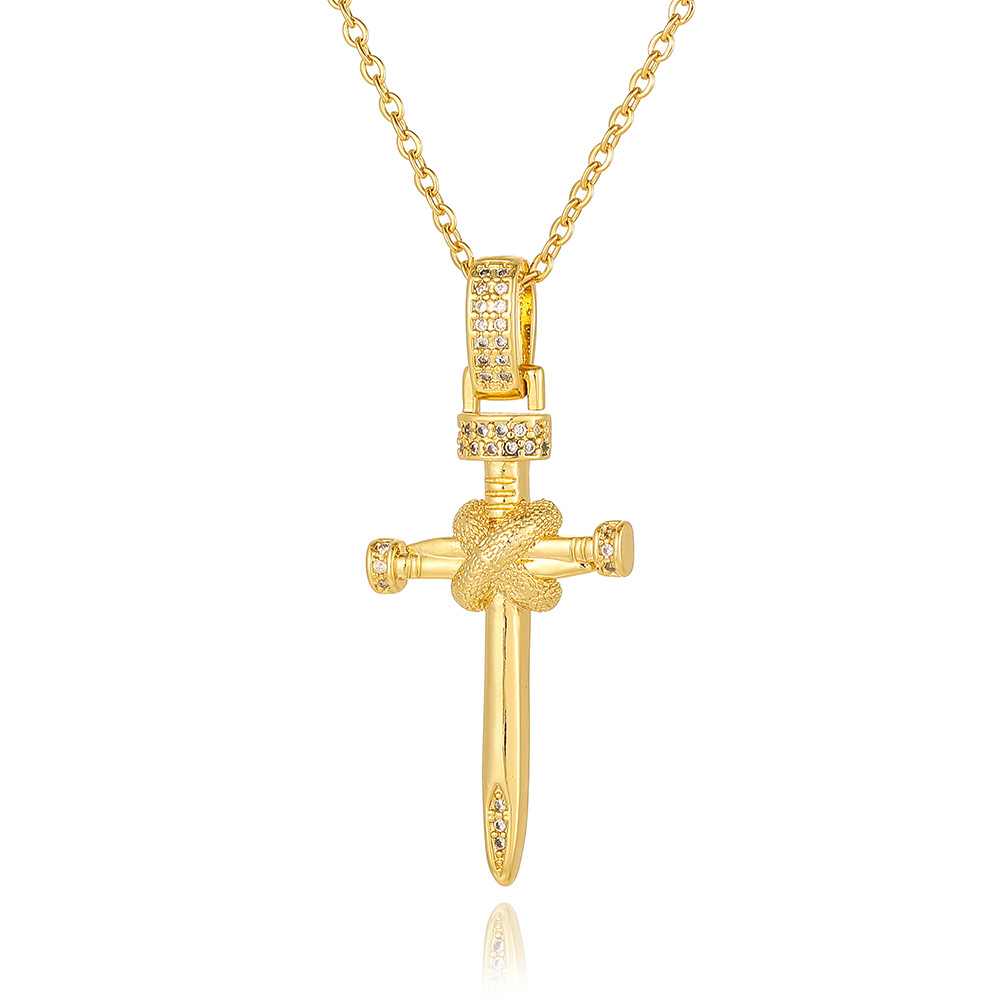 Wholesale Simple Style Cross Copper Plating Inlay Zircon Pendant Necklace display picture 17