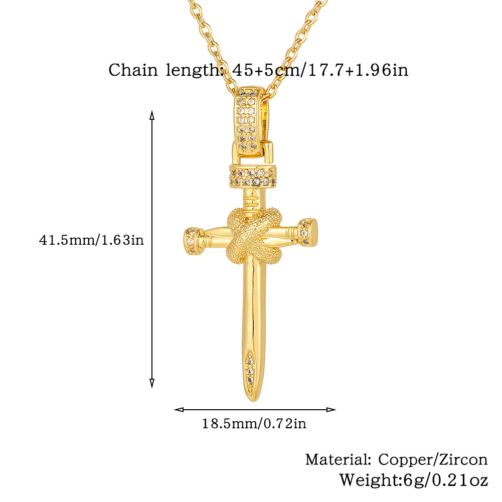 Wholesale Simple Style Cross Copper Plating Inlay Zircon Pendant Necklace display picture 18
