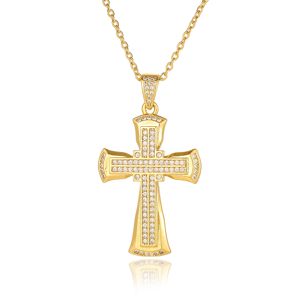 Wholesale Simple Style Cross Copper Plating Inlay Zircon Pendant Necklace display picture 19
