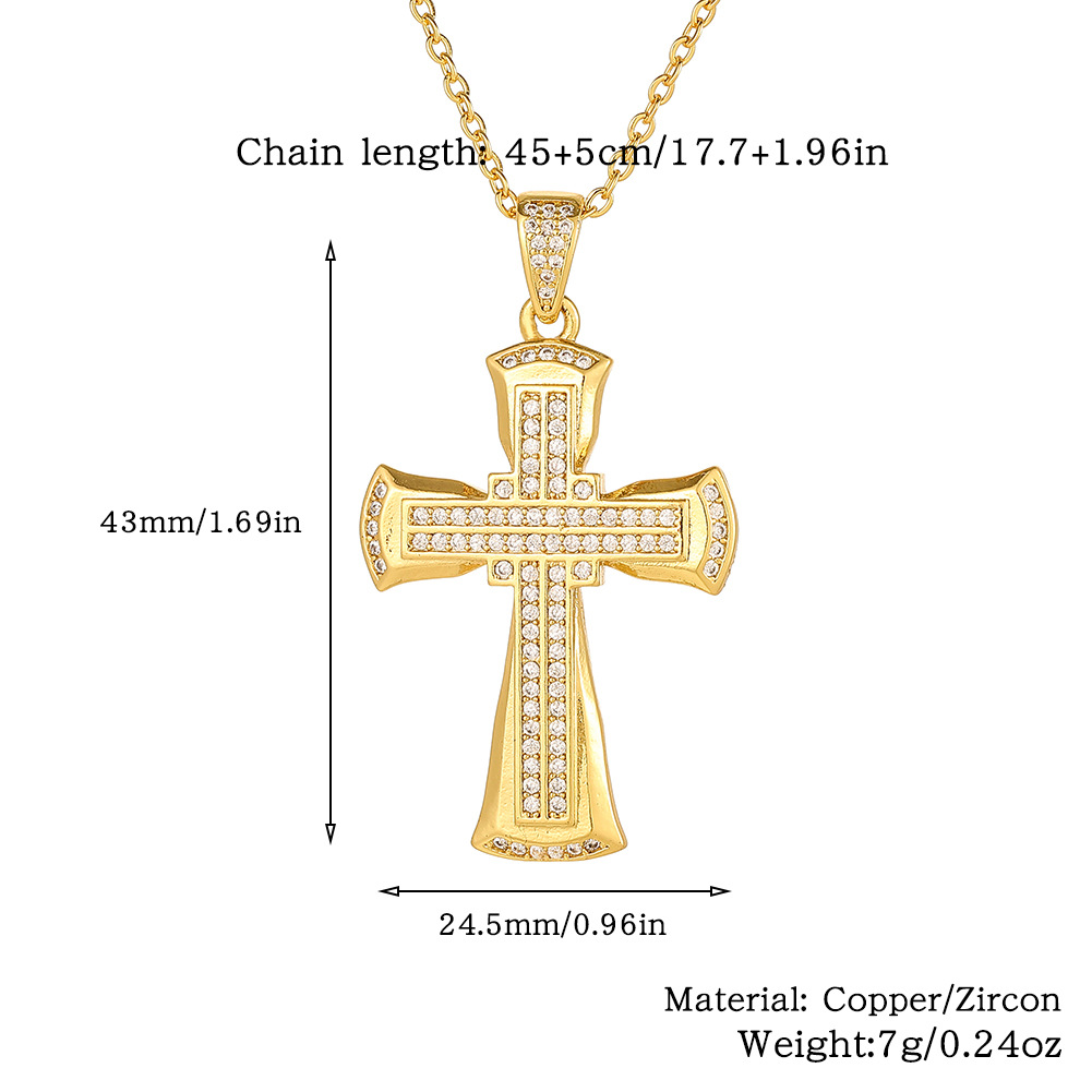 Wholesale Simple Style Cross Copper Plating Inlay Zircon Pendant Necklace display picture 20