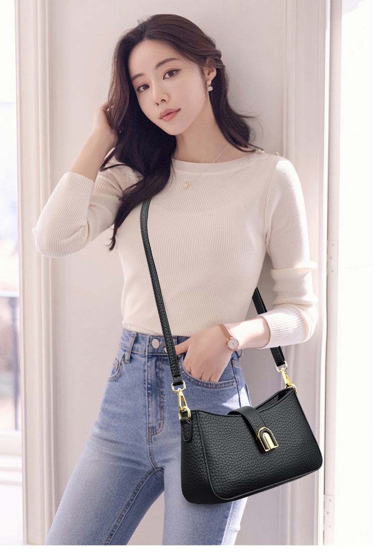 Women's Pu Leather Solid Color Classic Style Sewing Thread Zipper Shoulder Bag display picture 5