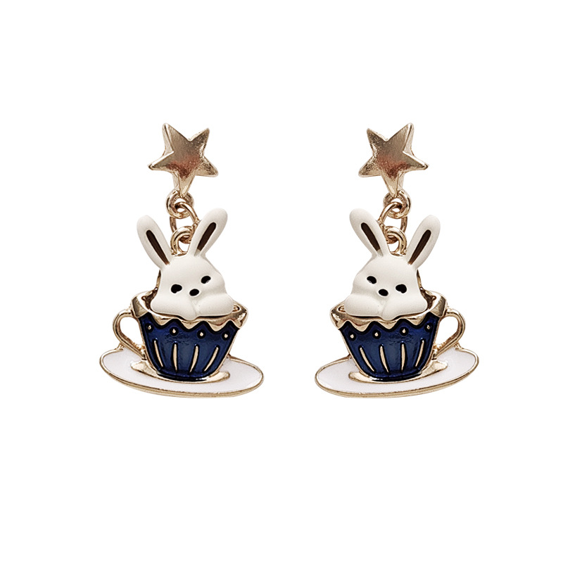 1 Pair Cute Lady Sweet Rabbit Stoving Varnish Plating Alloy Drop Earrings display picture 5