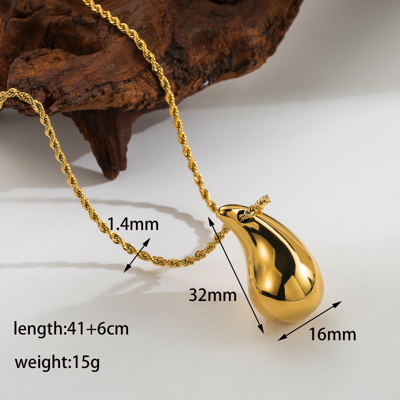 Edelstahl 304 18 Karat Vergoldet IG-Stil Vintage-Stil Emaille Wassertropfen Ohrringe Halskette display picture 13
