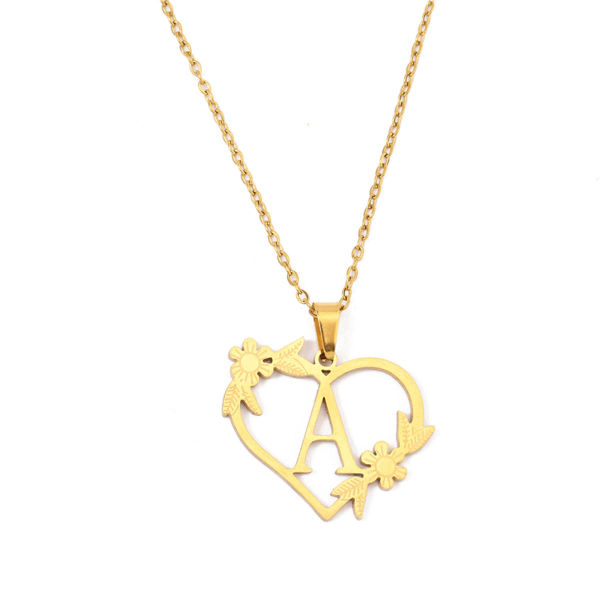 201 Stainless Steel 18K Gold Plated Simple Style Classic Style Plating Letter Heart Shape Pendant Necklace display picture 14