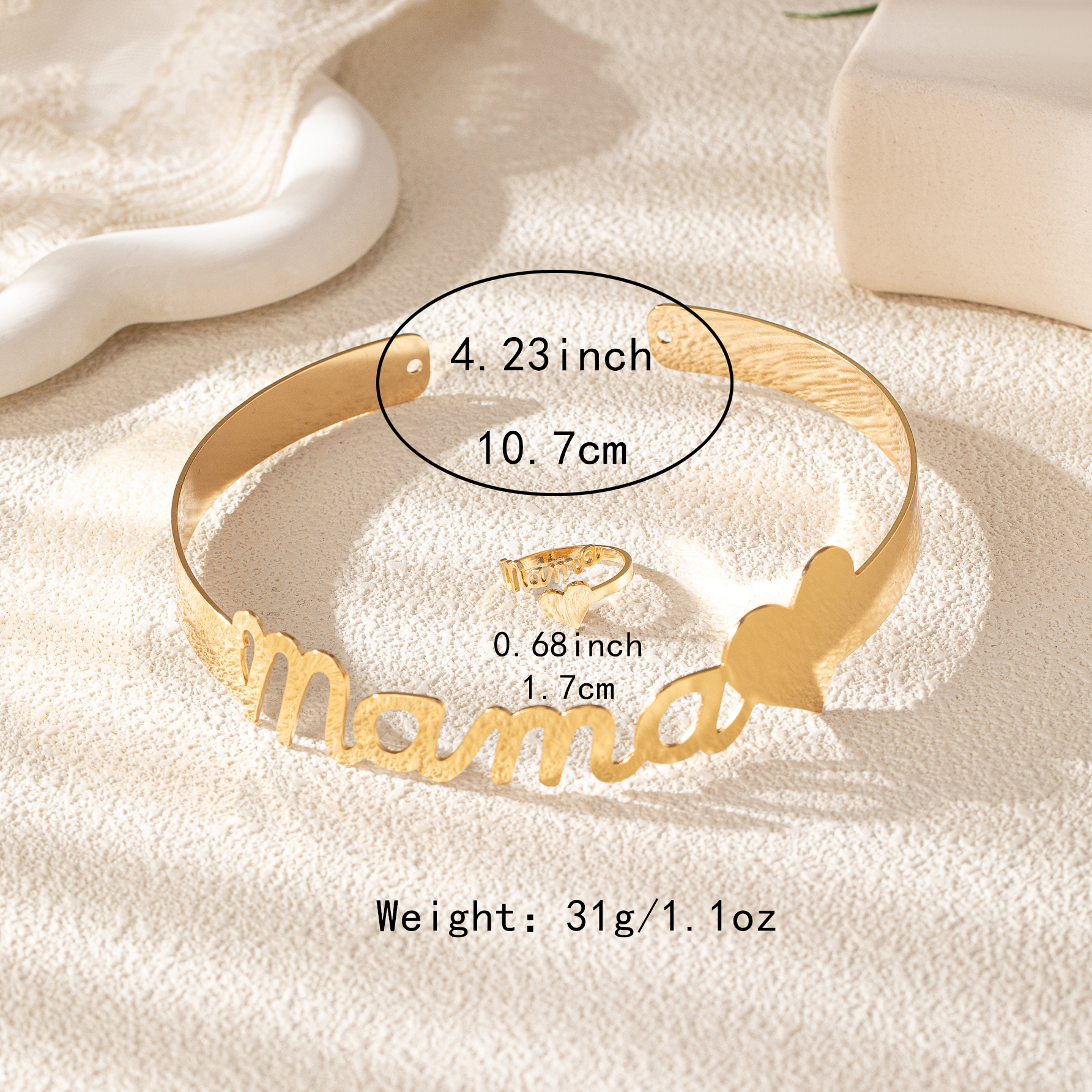 Simple Style Classic Style Letter Heart Shape 14K Gold Plated Alloy Wholesale Rings Jewelry Set display picture 5