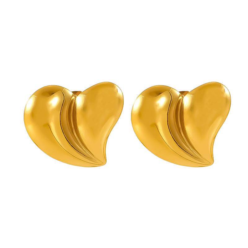 1 Piece Simple Style Classic Style Round Heart Shape Plating 304 Stainless Steel 18K Gold Plated Ear Studs display picture 4