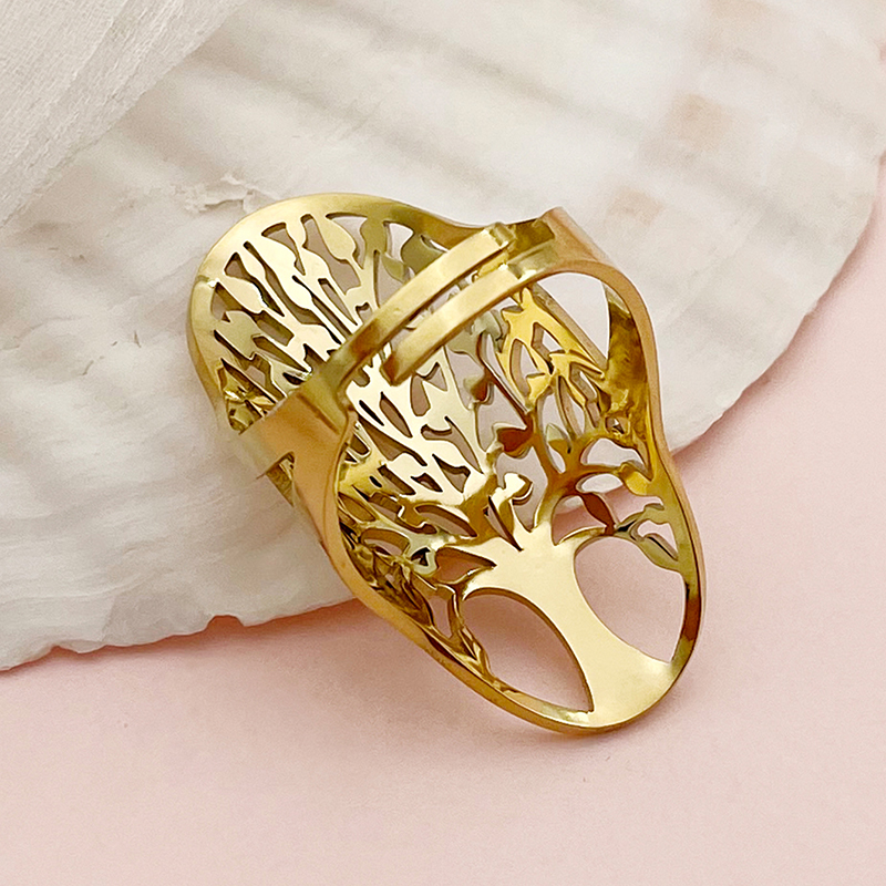 304 Stainless Steel 14K Gold Plated Hip-Hop Streetwear Plating Inlay Moon Flower Natural Stone Zircon Rings display picture 4