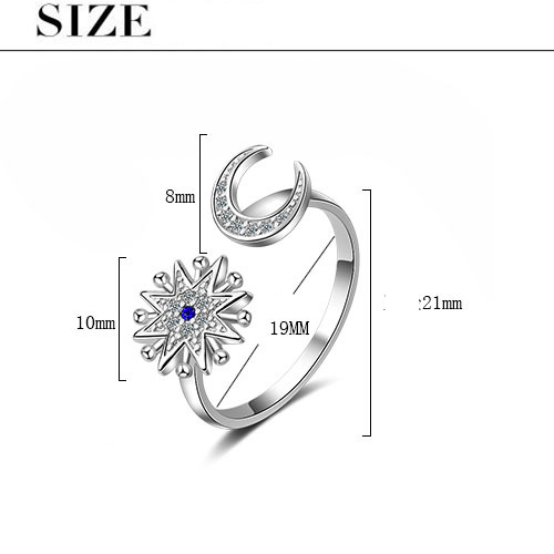 Copper White Gold Plated Simple Style Classic Style Commute Inlay Star Moon Zircon Open Rings display picture 9