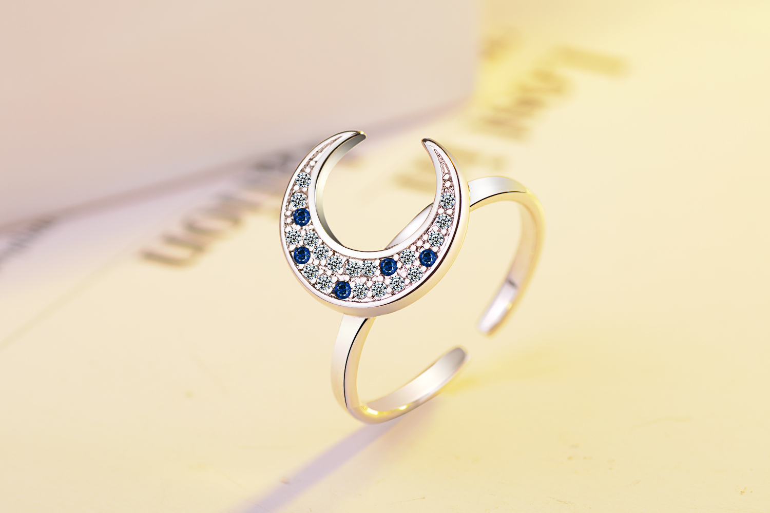 Copper Basic Lady Classic Style Plating Inlay Geometric Moon Zircon Open Rings display picture 5
