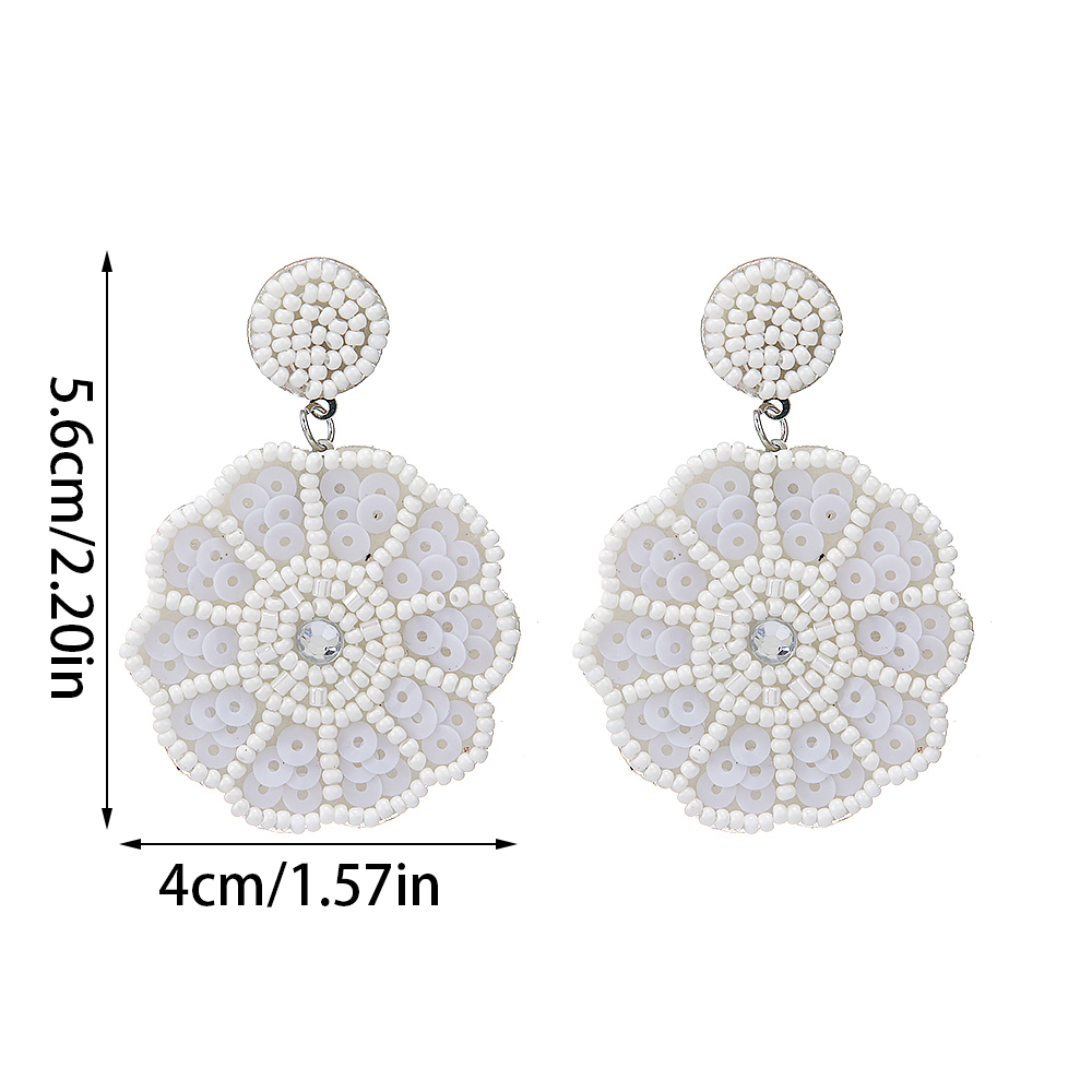 1 Pair Elegant Sweet Solid Color Beaded Beaded Sequin Nonwoven Drop Earrings display picture 2