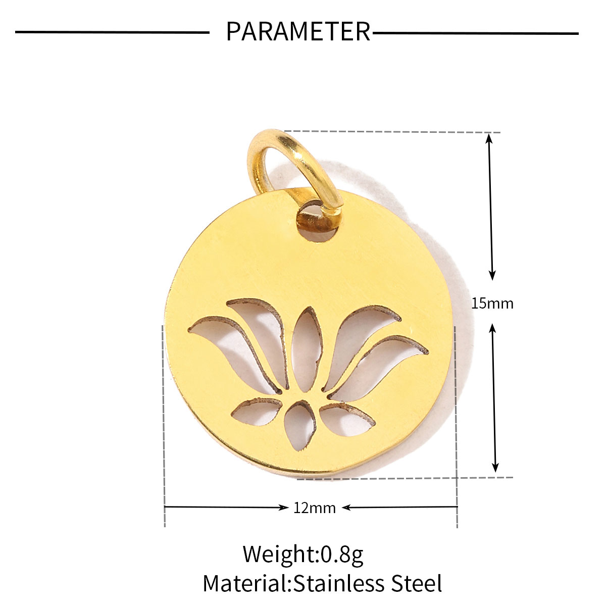 20 PCS/Package 201 Stainless Steel 18K Gold Plated Solid Color Polished Pendant display picture 5