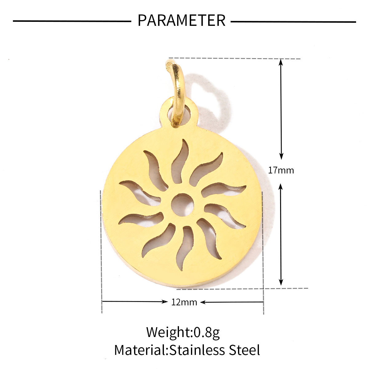20 PCS/Package 201 Stainless Steel 18K Gold Plated Solid Color Polished Pendant display picture 14