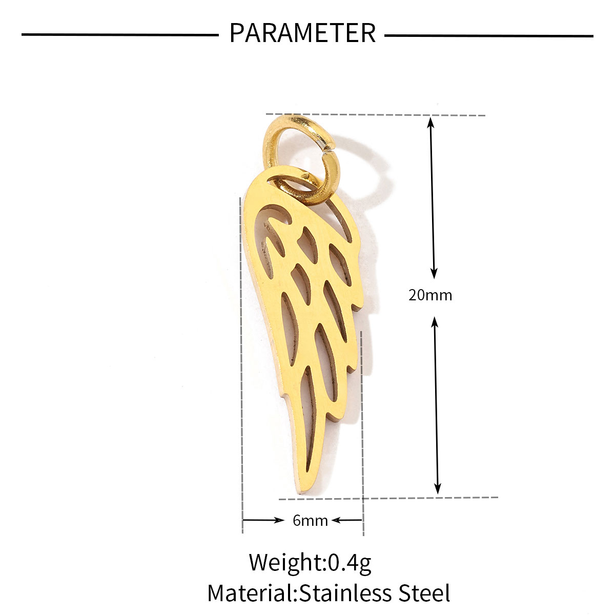 20 PCS/Package 201 Stainless Steel 18K Gold Plated Elephant Leaves Wings Polished Pendant Bracelets display picture 12