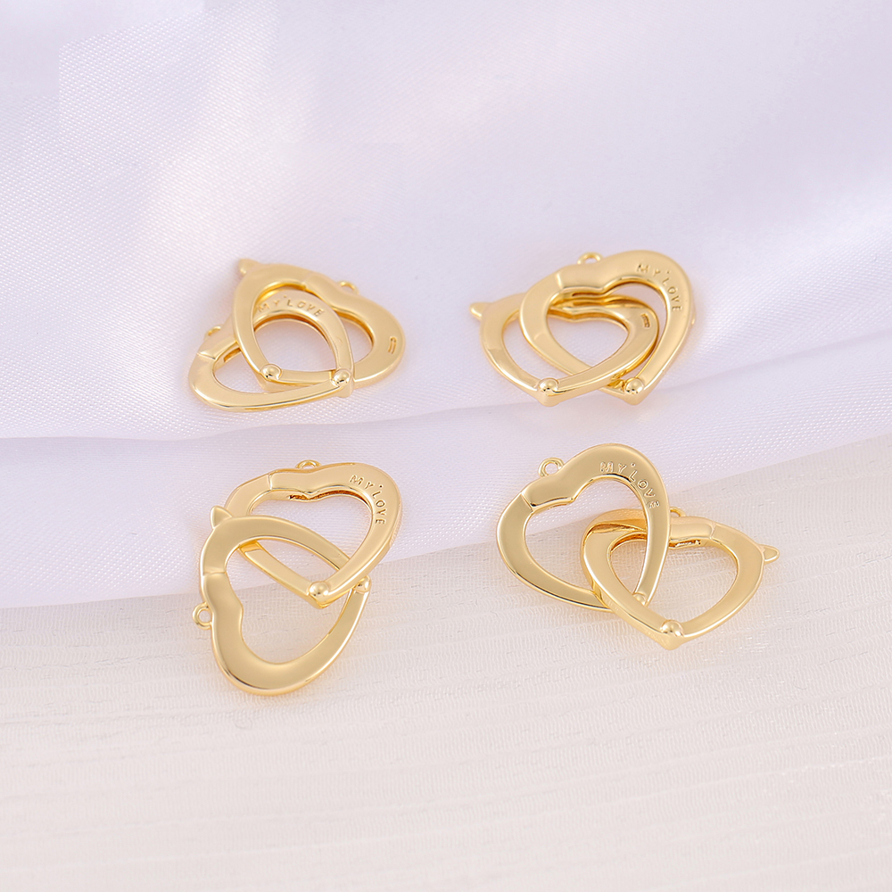 1 Piece 16 * 17mm Copper 18K Gold Plated Double Heart Heart Shape Polished Pendant display picture 4