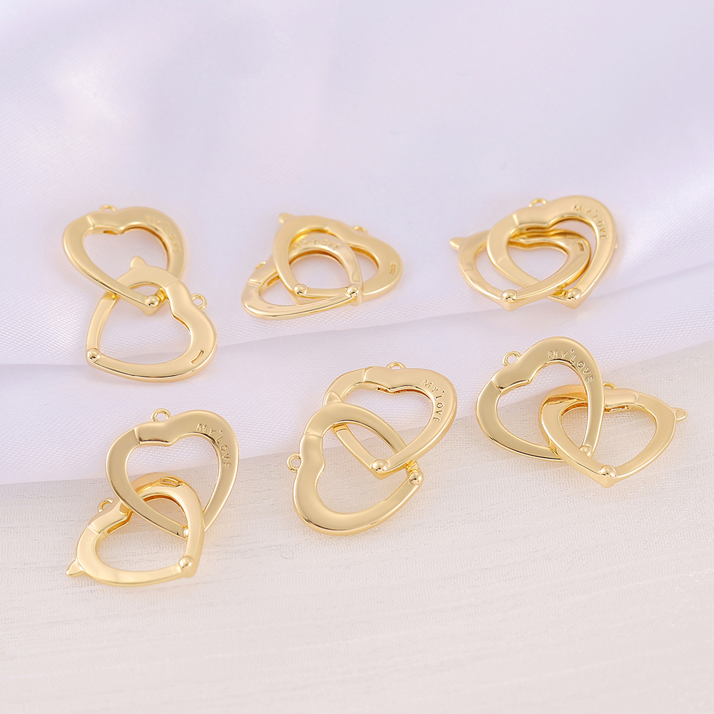 1 Piece 16 * 17mm Copper 18K Gold Plated Double Heart Heart Shape Polished Pendant display picture 1