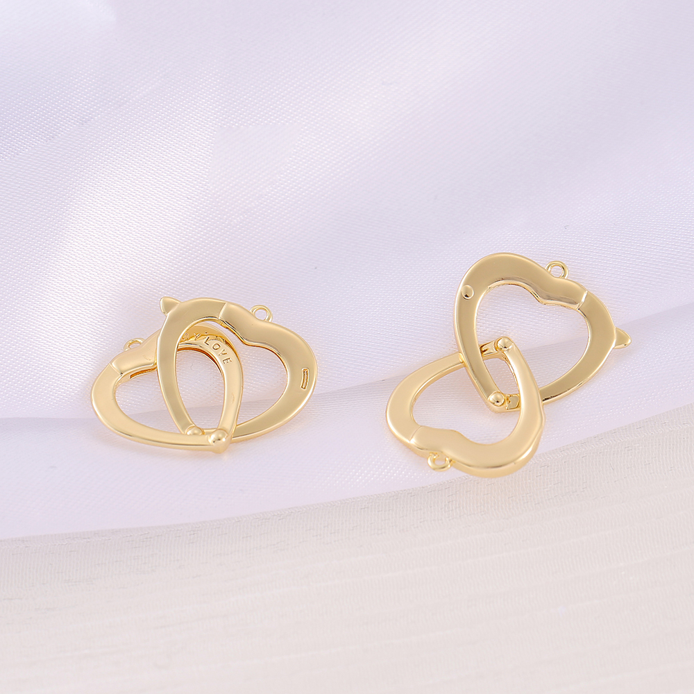 1 Piece 16 * 17mm Copper 18K Gold Plated Double Heart Heart Shape Polished Pendant display picture 3