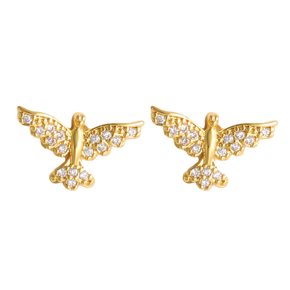 304 Stainless Steel Copper 18K Gold Plated Elegant Sweet Simple Style Plating Inlay Animal Eagle Butterfly Zircon Jewelry Set display picture 4