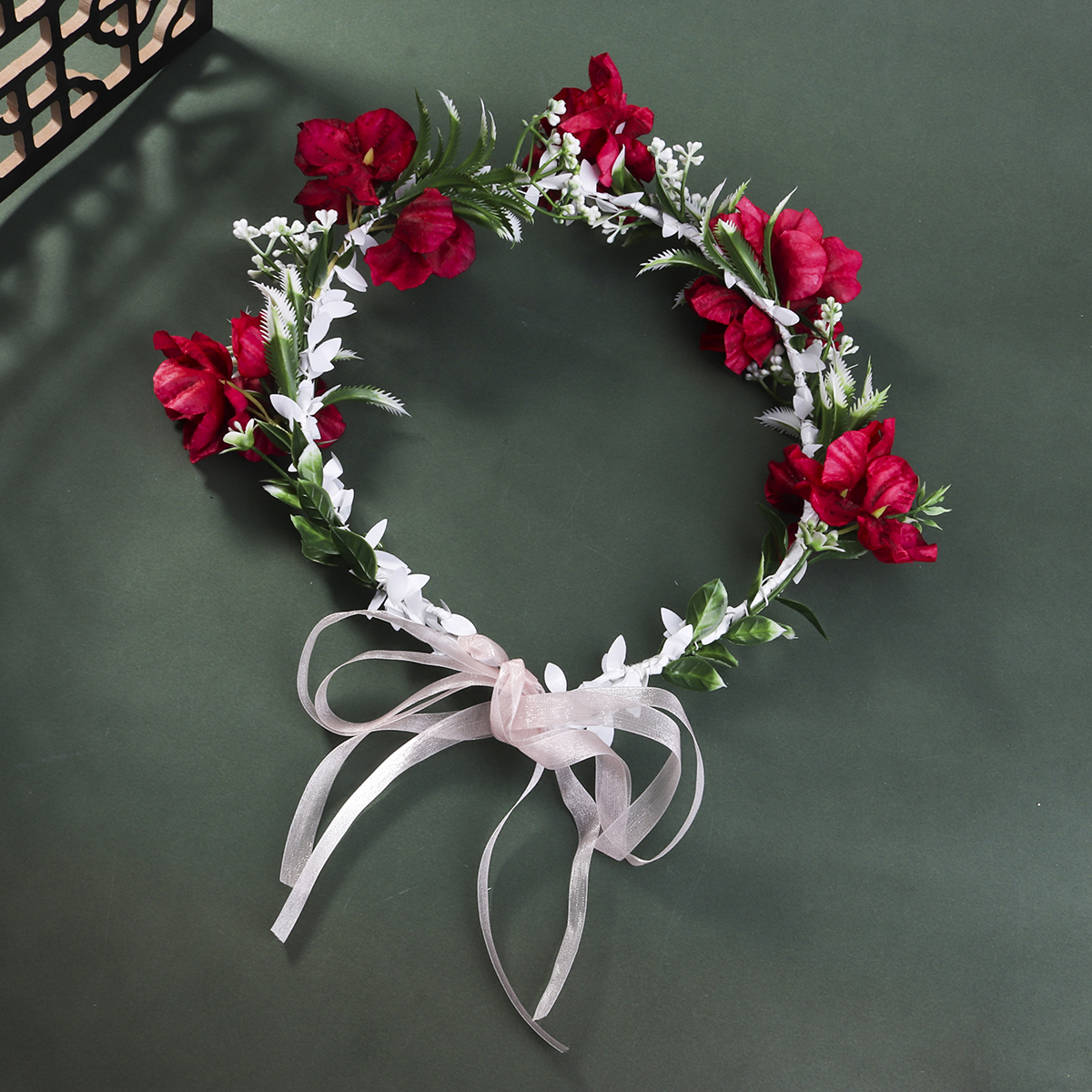 Women's Bridal Sweet Flower Cloth Ribbon Braid Flowers Hair Band Wreath display picture 2