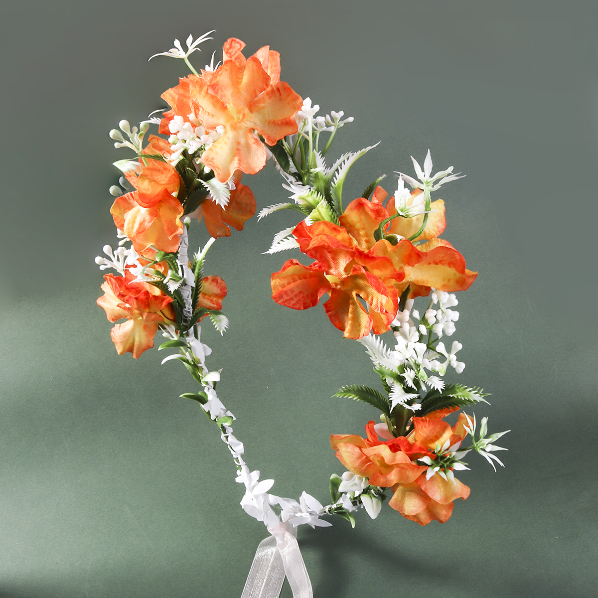 Women's Bridal Sweet Flower Cloth Ribbon Braid Flowers Hair Band Wreath display picture 11