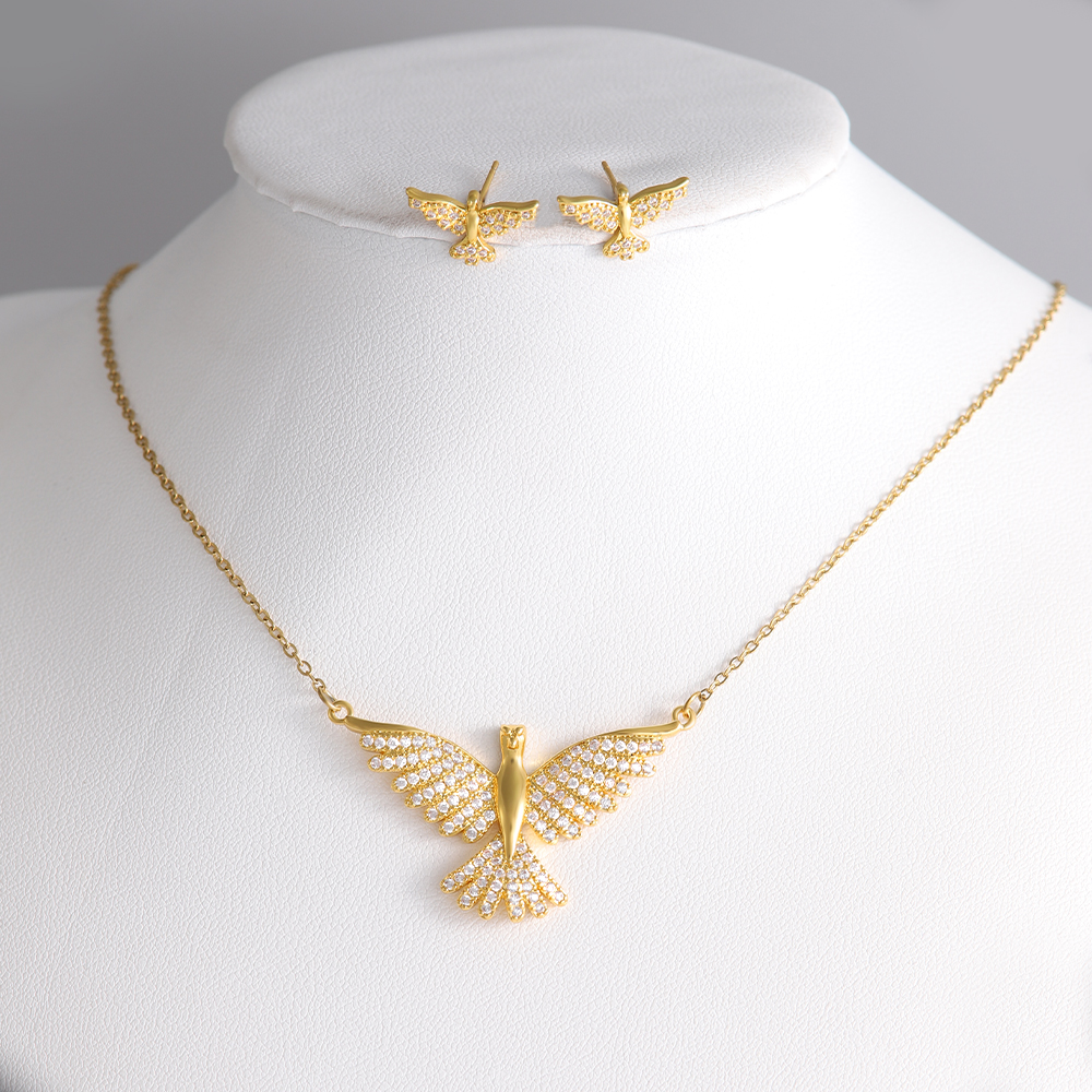 304 Stainless Steel Copper 18K Gold Plated Elegant Sweet Simple Style Plating Inlay Animal Eagle Butterfly Zircon Jewelry Set display picture 12