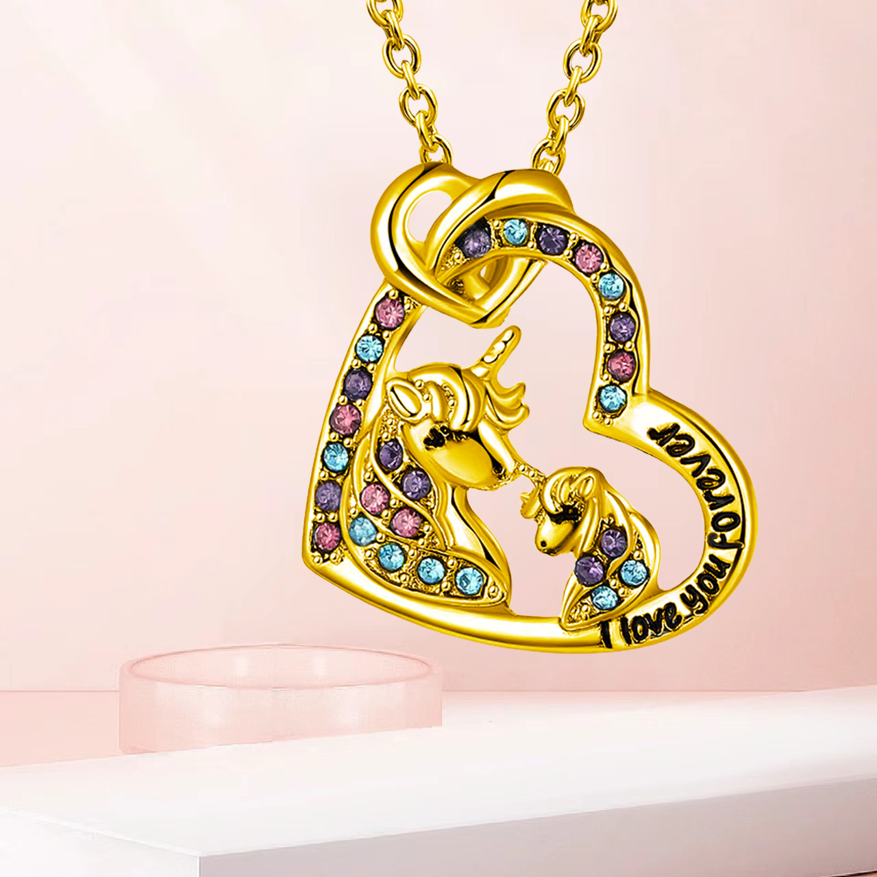 Artistic Animal Unicorn Alloy Plating Inlay Rhinestones Gold Plated Silver Plated Women's Pendant Necklace display picture 4