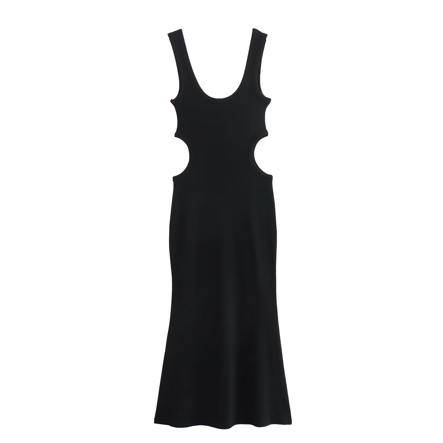 Women's Sheath Dress Streetwear U Neck Backless Sleeveless Solid Color Midi Dress Holiday Banquet Date display picture 1