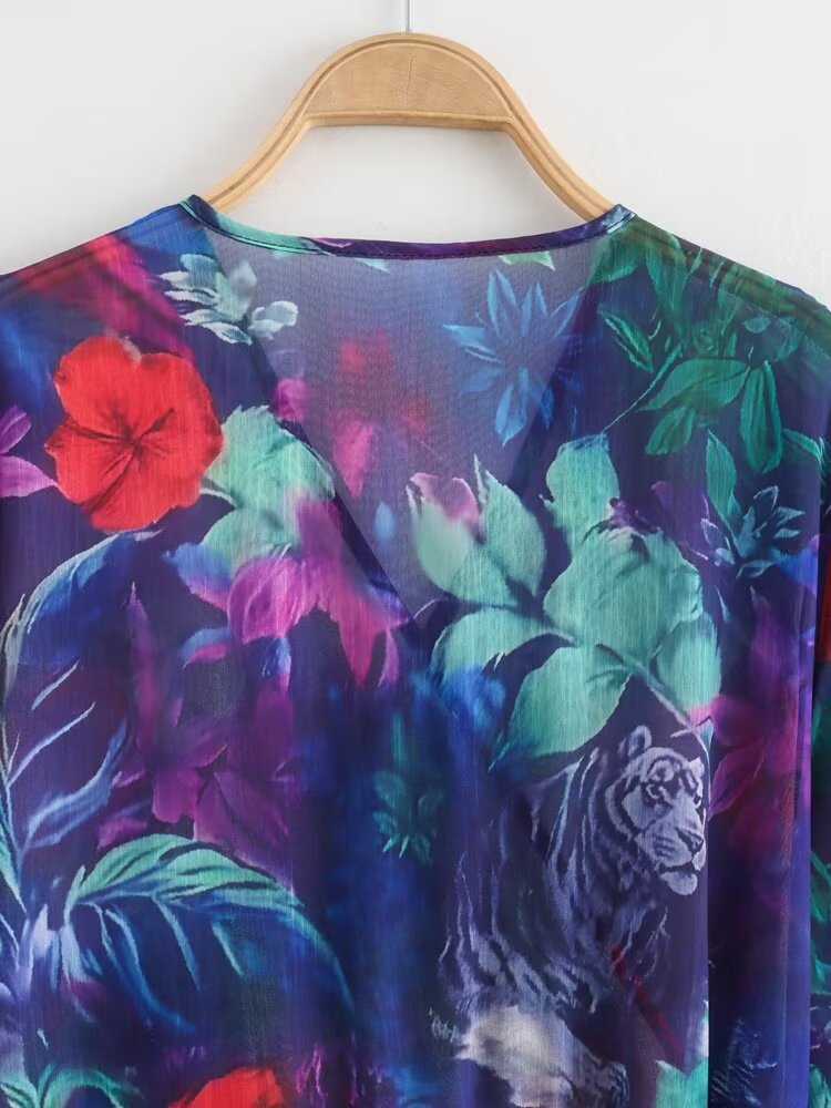 Women's Regular Dress Streetwear V Neck Printing Sleeveless Tropical Flower Above Knee Holiday Beach display picture 10