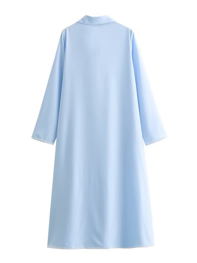 Women's Regular Dress Streetwear Turndown Long Sleeve Solid Color Midi Dress Outdoor Daily display picture 27