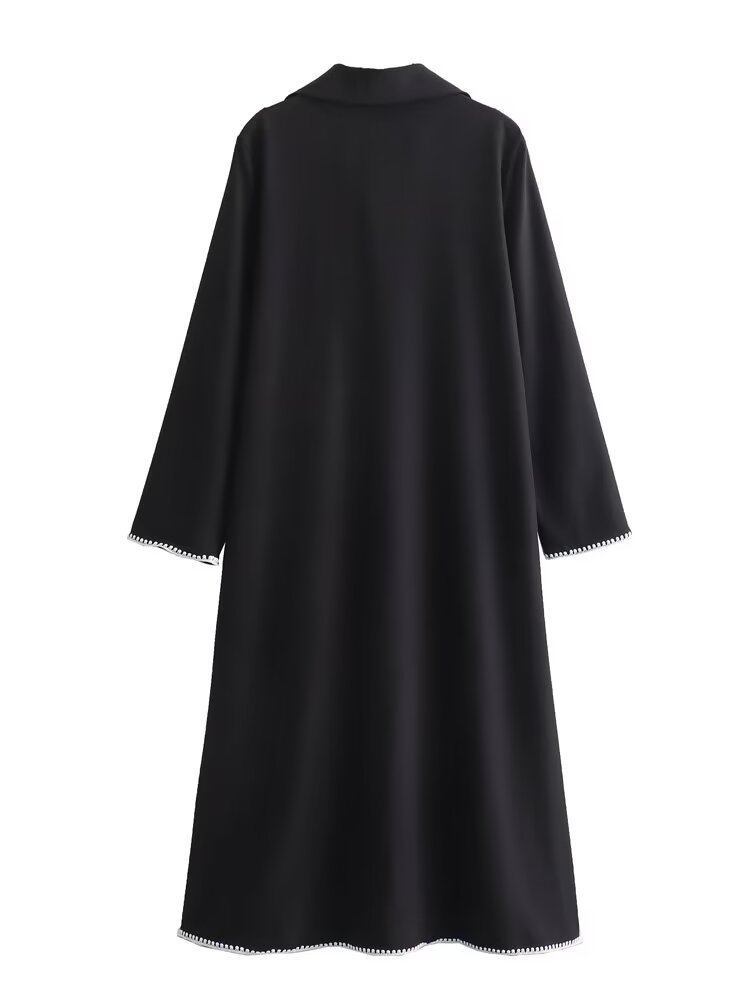 Women's Regular Dress Streetwear Turndown Long Sleeve Solid Color Midi Dress Outdoor Daily display picture 41