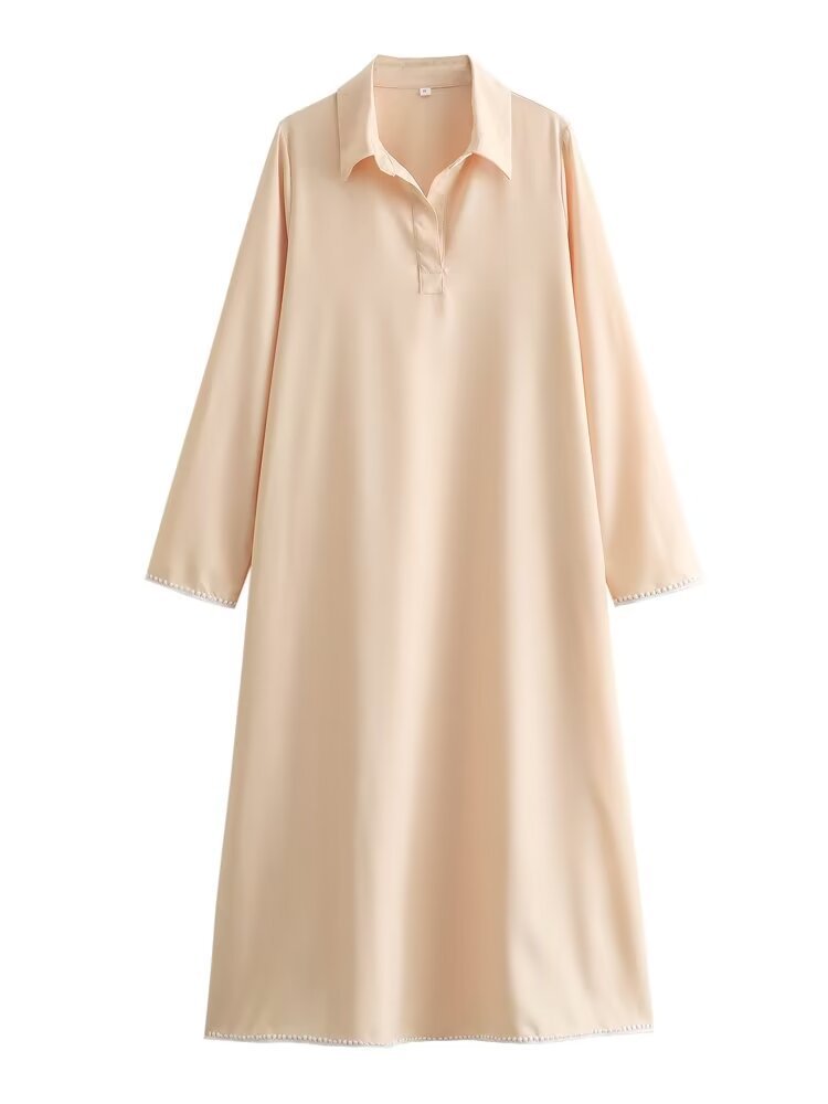 Women's Regular Dress Streetwear Turndown Long Sleeve Solid Color Midi Dress Outdoor Daily display picture 43