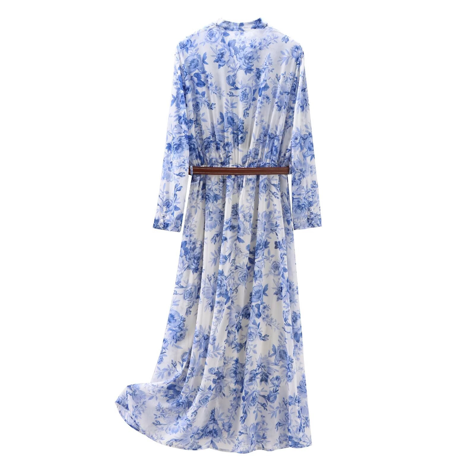 Women's Regular Dress Vacation Round Neck Printing Button Long Sleeve Ditsy Floral Maxi Long Dress Holiday Daily display picture 3