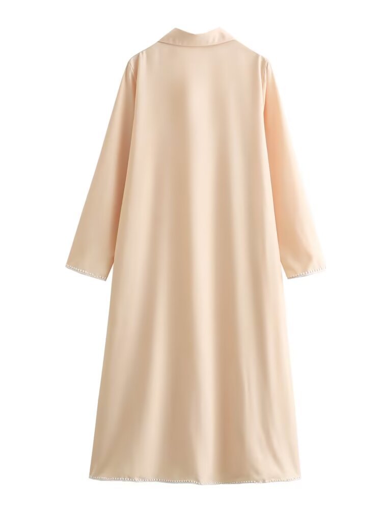 Women's Regular Dress Streetwear Turndown Long Sleeve Solid Color Midi Dress Outdoor Daily display picture 55