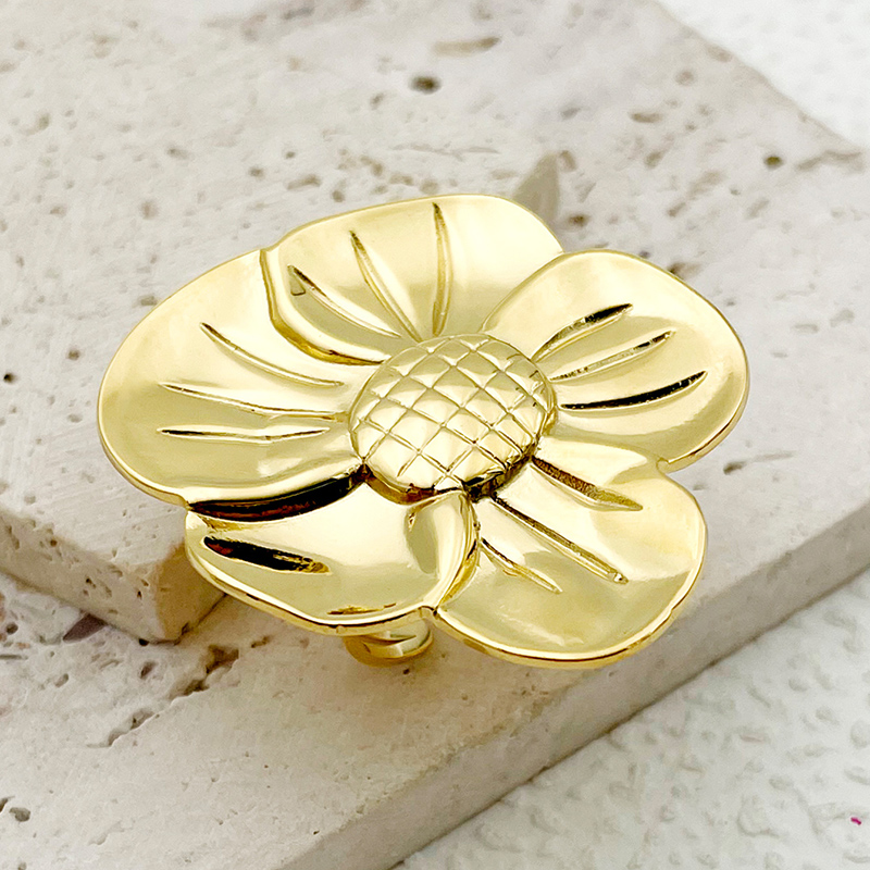 304 Stainless Steel 14K Gold Plated Vintage Style Simple Style Plating Flower Rings display picture 2