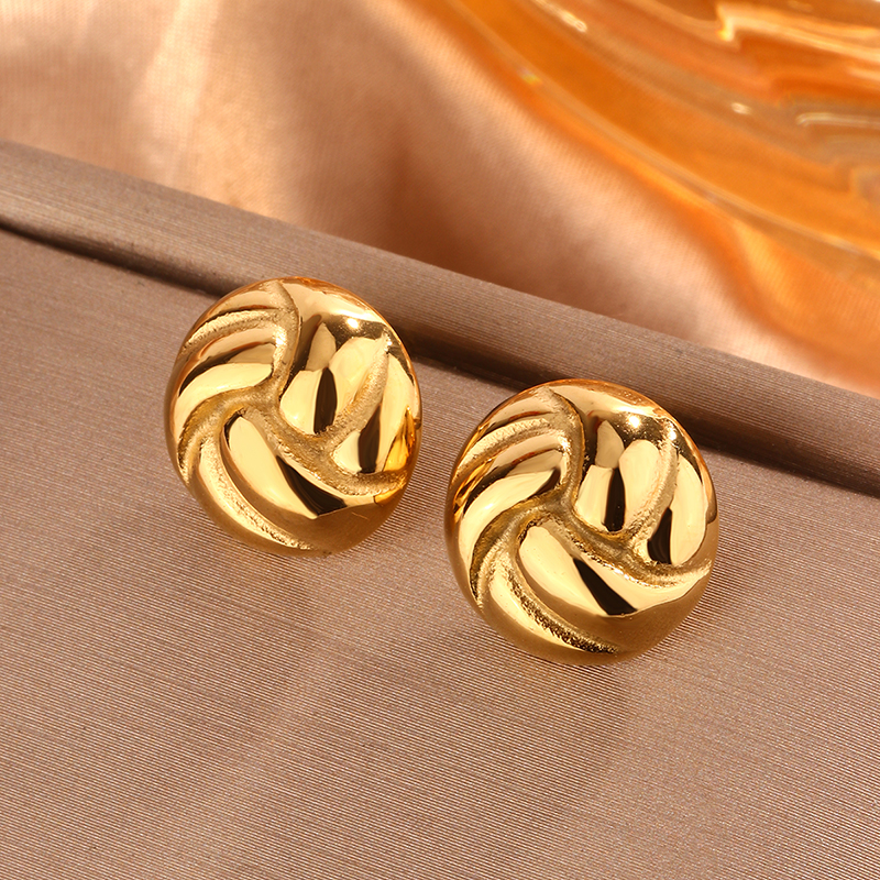 1 Pair Vintage Style Simple Style Waves Lines Irregular Plating 304 Stainless Steel 18K Gold Plated Ear Studs display picture 4