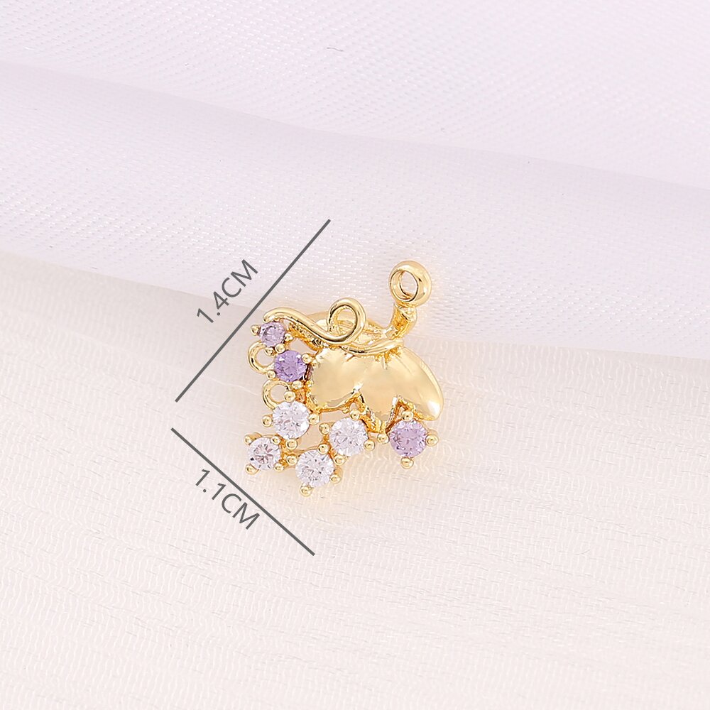 1 Piece 11 * 14mm Copper Zircon 18K Gold Plated Grape Polished Pendant display picture 2