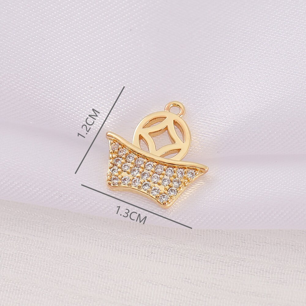 1 Piece 12 * 13mm Copper Zircon 18K Gold Plated Ingot Copper Coins Polished Pendant display picture 2