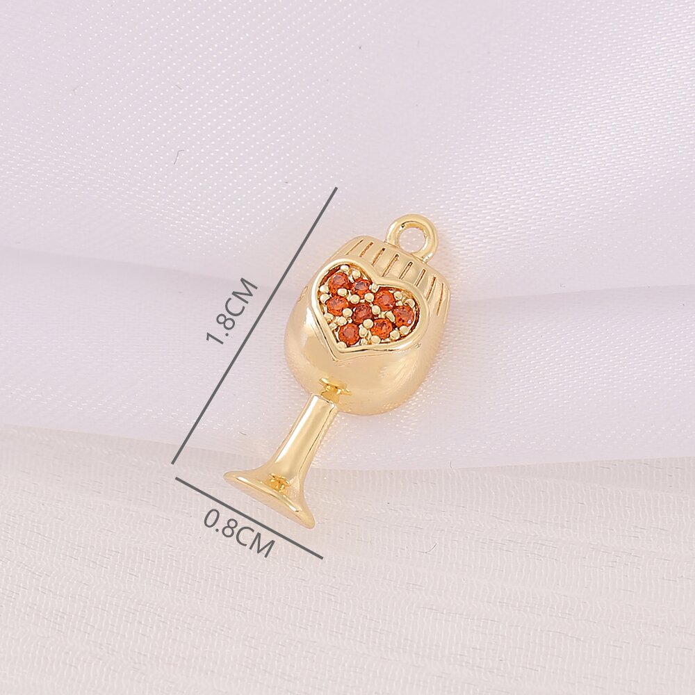 1 Piece 8 * 18mm Copper Zircon 18K Gold Plated Heart Shape Wine Glass Polished Pendant display picture 2