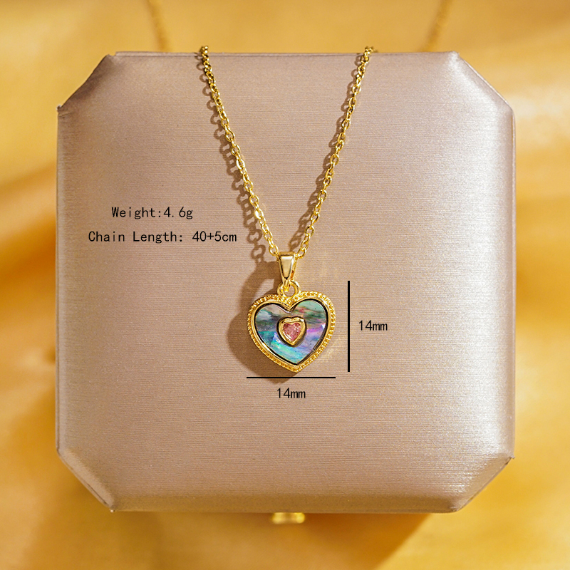 Wholesale Elegant Shiny Heart Shape Butterfly 304 Stainless Steel Copper Plating Inlay 18K Gold Plated Acrylic Zircon Pendant Necklace display picture 9