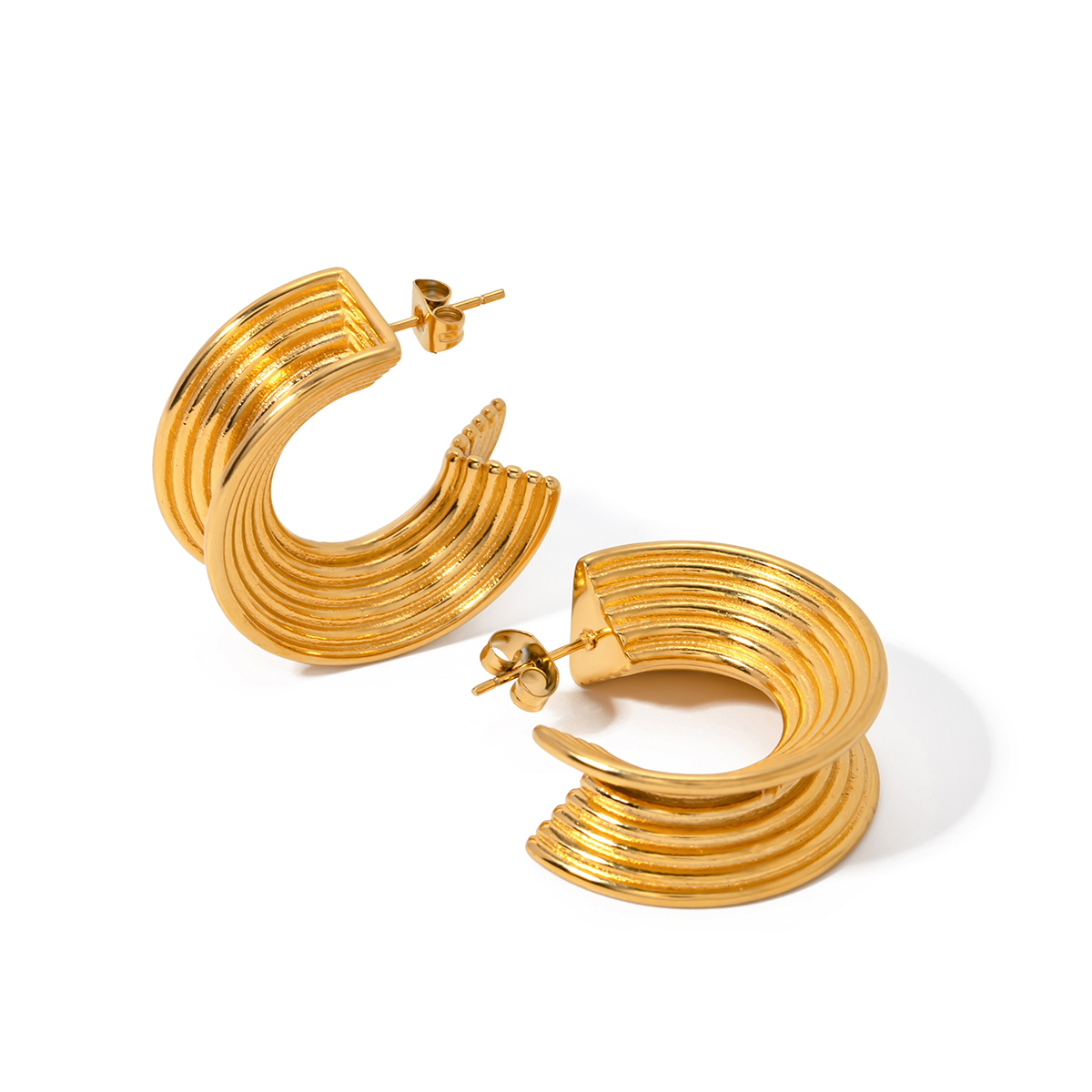 1 Pair Simple Style Classic Style Solid Color Plating 304 Stainless Steel 18K Gold Plated Ear Studs display picture 2