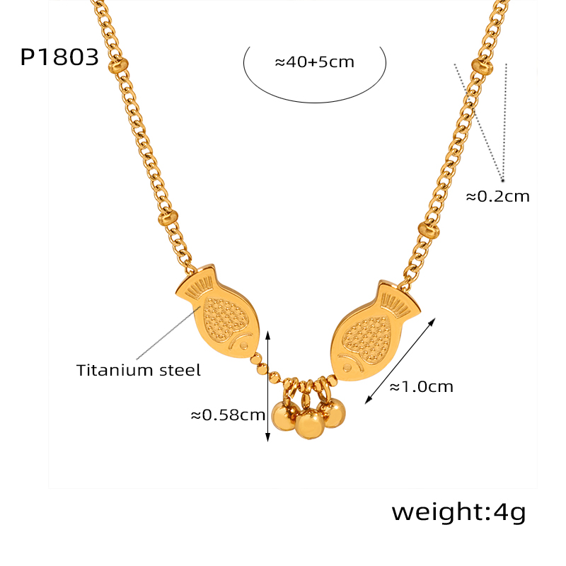 304 Stainless Steel 18K Gold Plated Casual Simple Style Plating Round Fish Pendant Necklace display picture 1