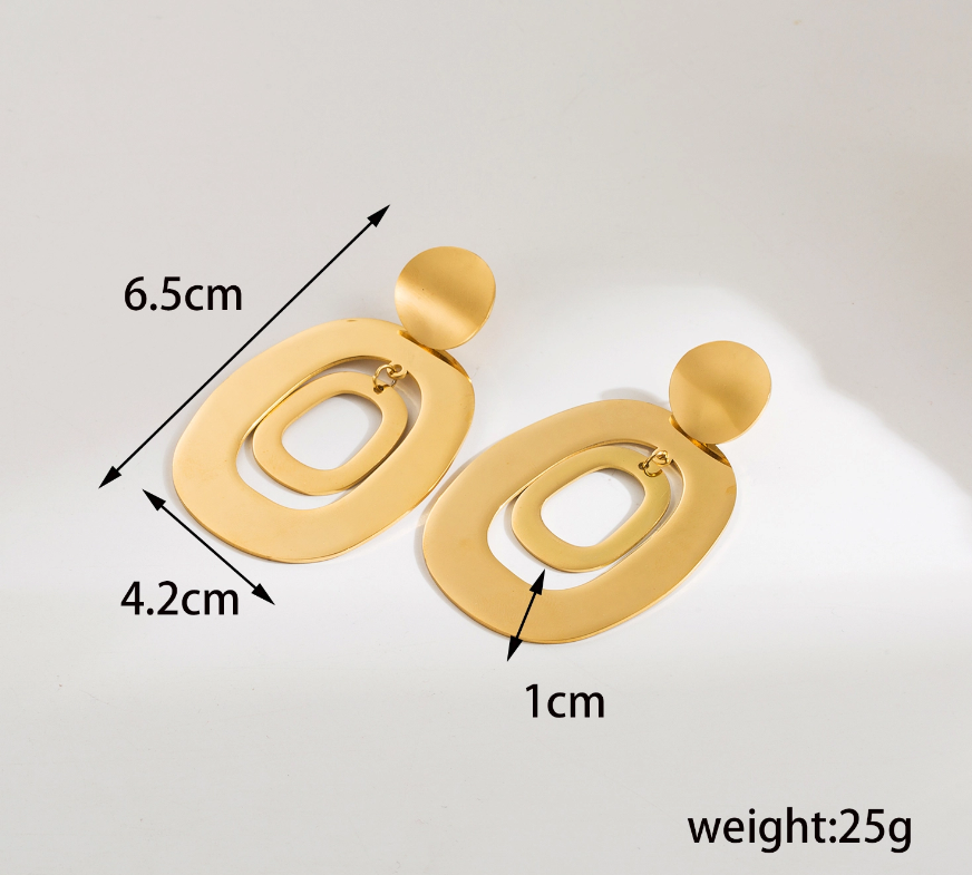 1 Pair Casual Classic Style Solid Color Plating 304 Stainless Steel 18K Gold Plated Drop Earrings display picture 1
