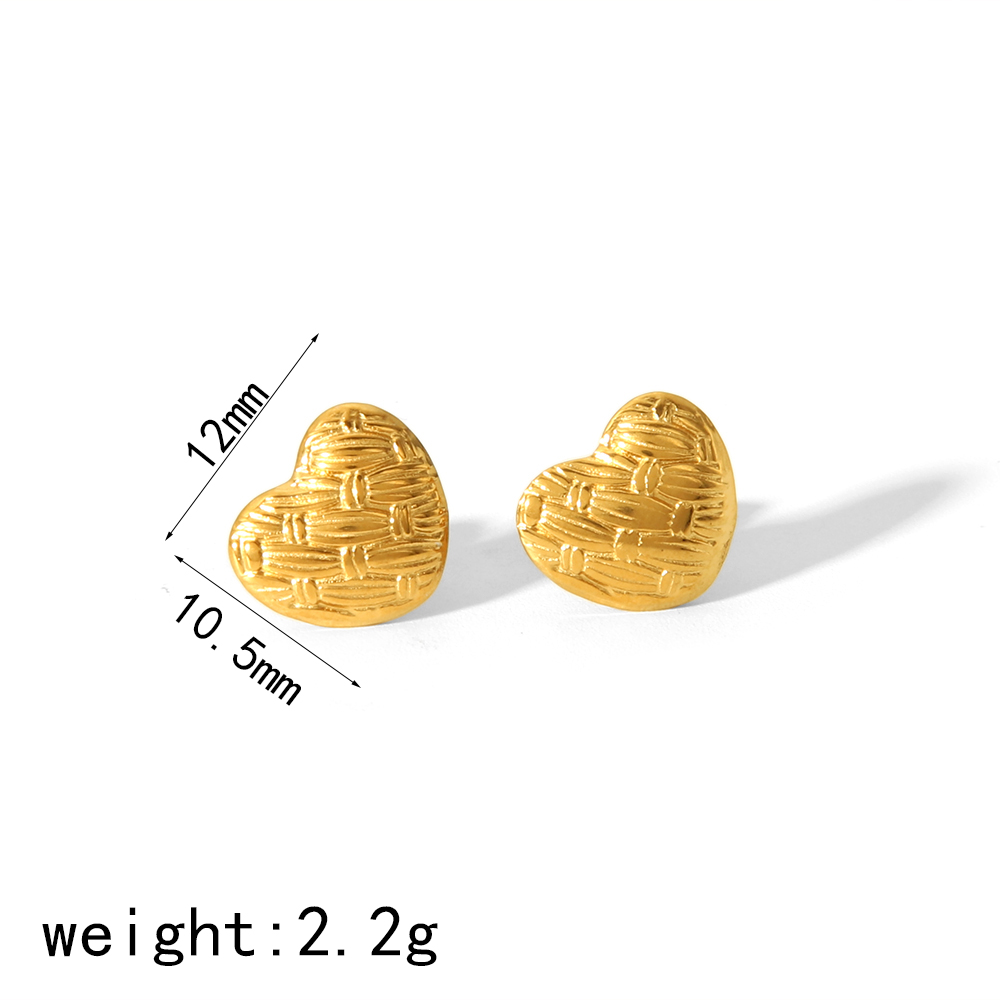 1 Pair IG Style Sweet Heart Shape Polishing Plating 304 Stainless Steel 18K Gold Plated Ear Studs display picture 5