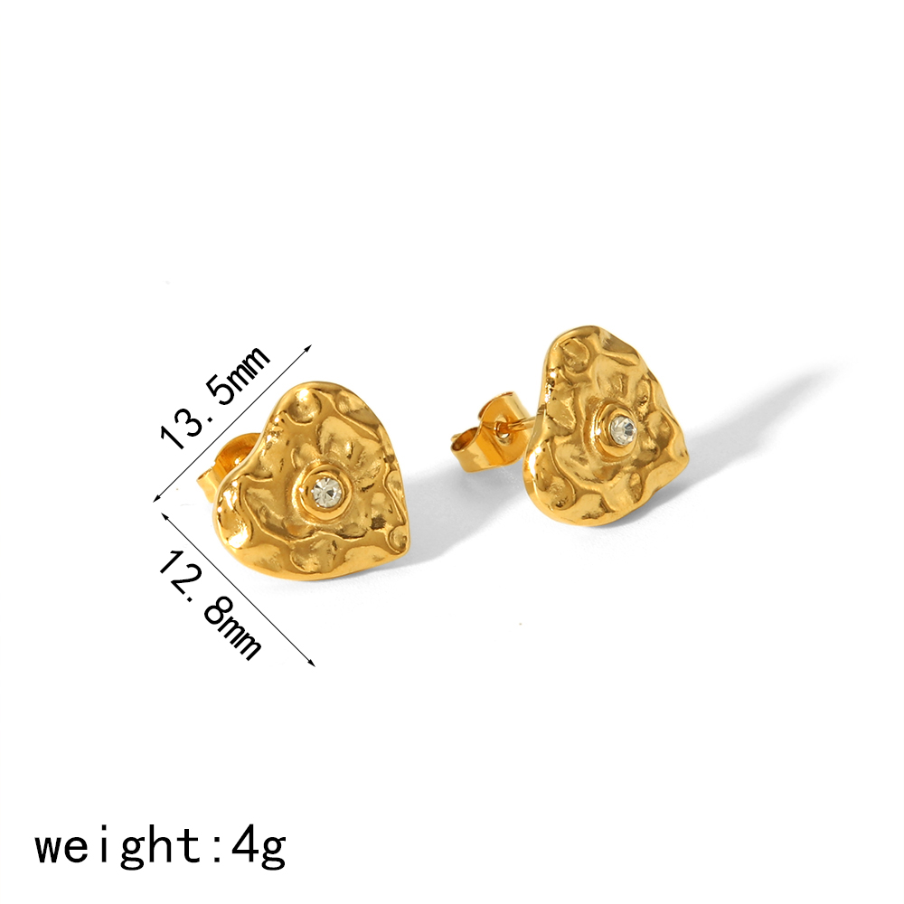 1 Pair IG Style Sweet Heart Shape Polishing Plating 304 Stainless Steel 18K Gold Plated Ear Studs display picture 7